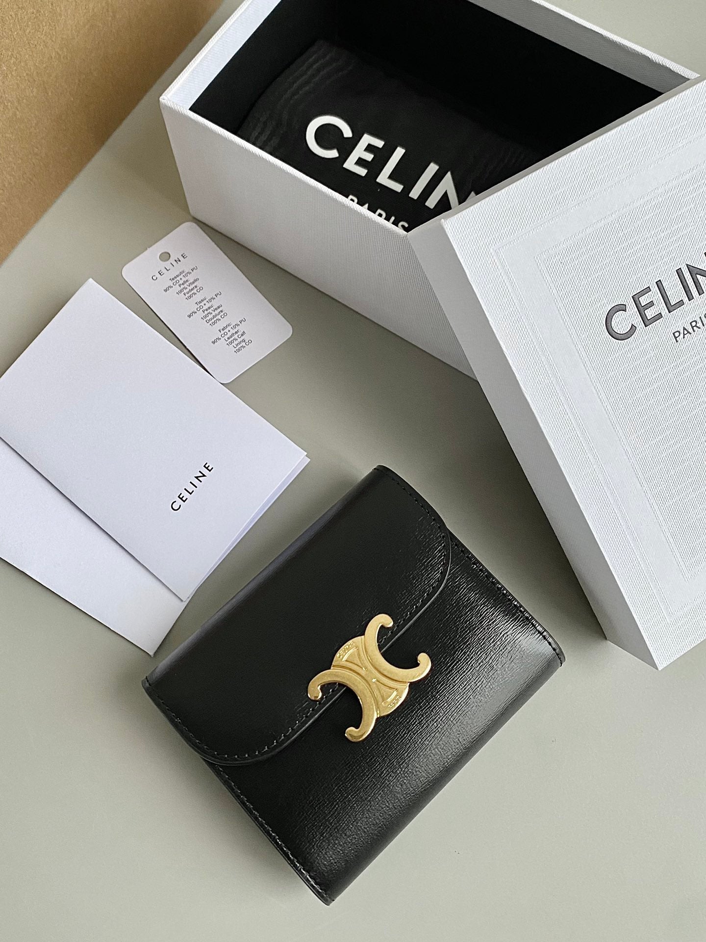 Triphome 10 Trifold Wallet Calfskin Black