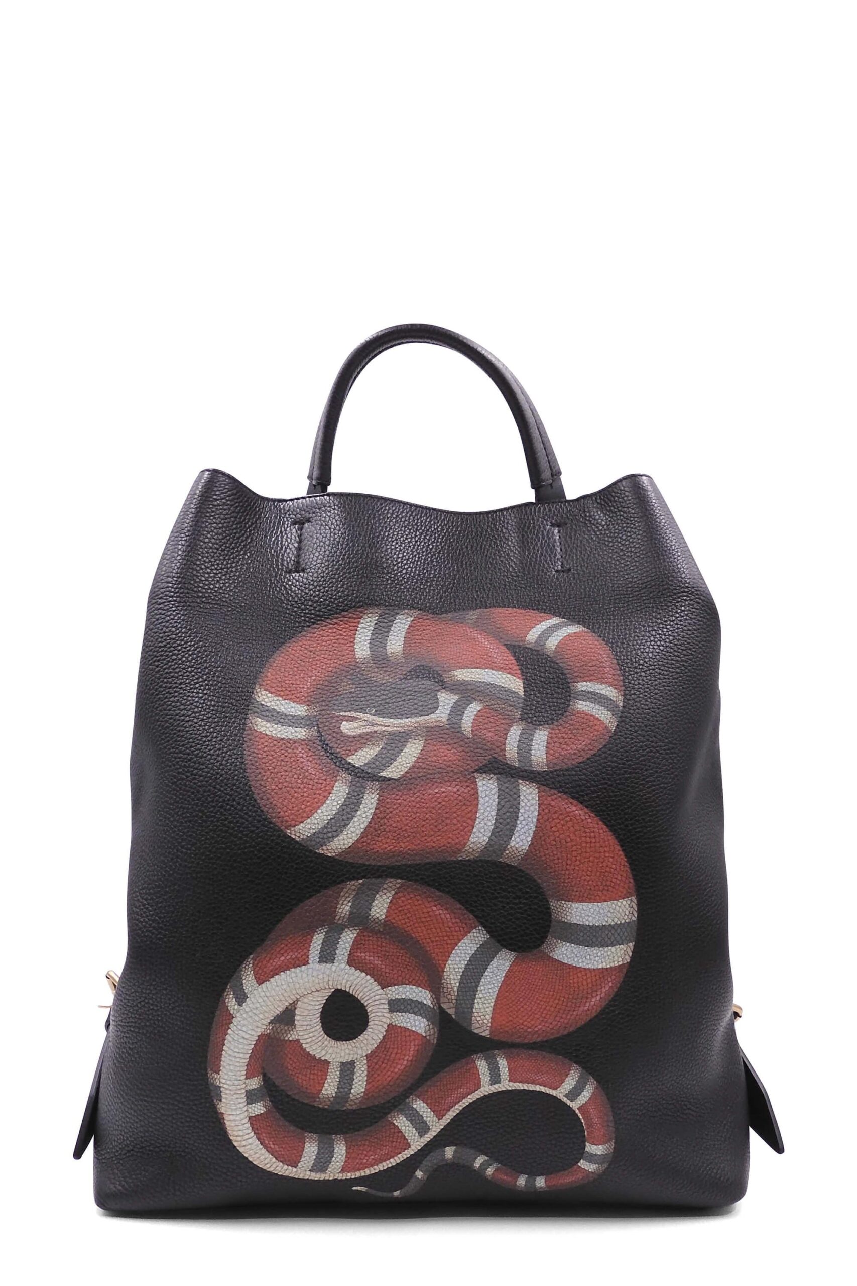 Snake Print Tote Black