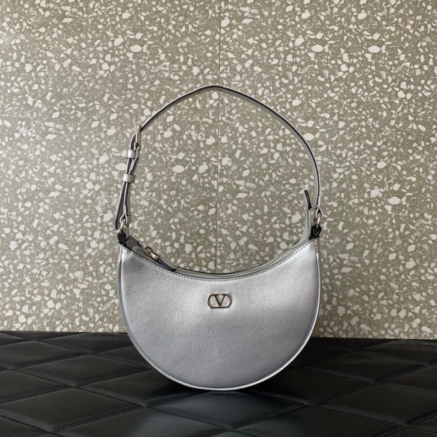 VA GARAVANI VLOGO mini HOBO bag sliver calfskin 566881 | Studio Nafay