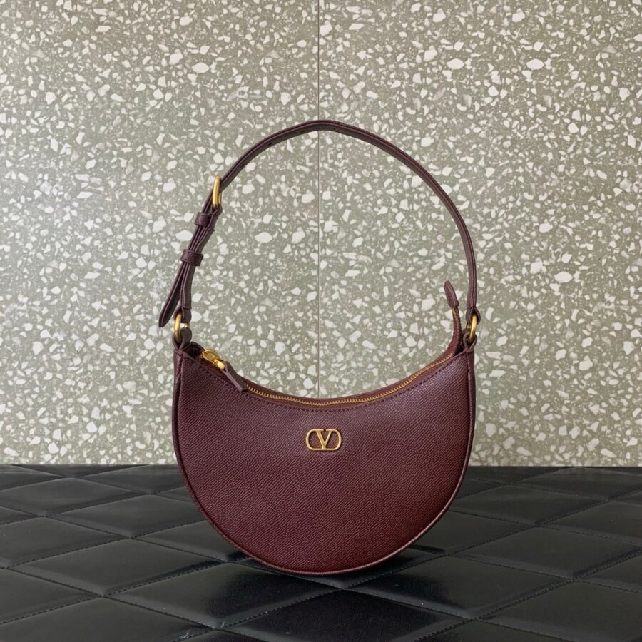 VA GARAVANI VLOGO mini HOBO bag burgundy calfskin 566880 | Studio Nafay