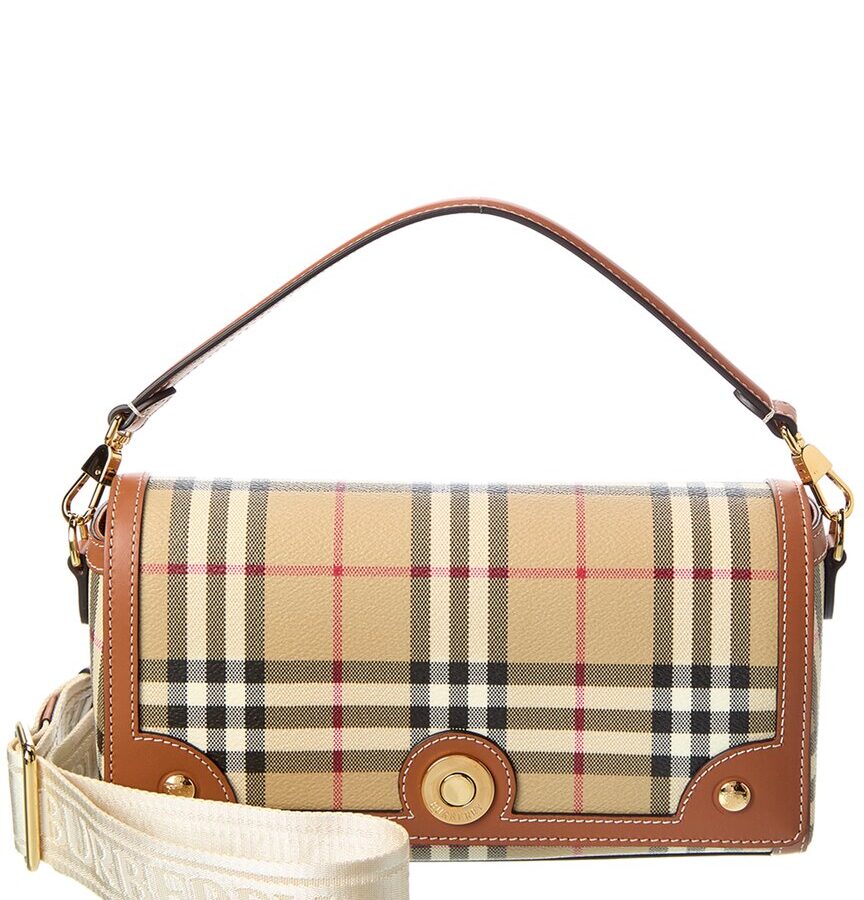 Burberry Check E-Canvas & Leather Shoulder Bag | Studio Nafay