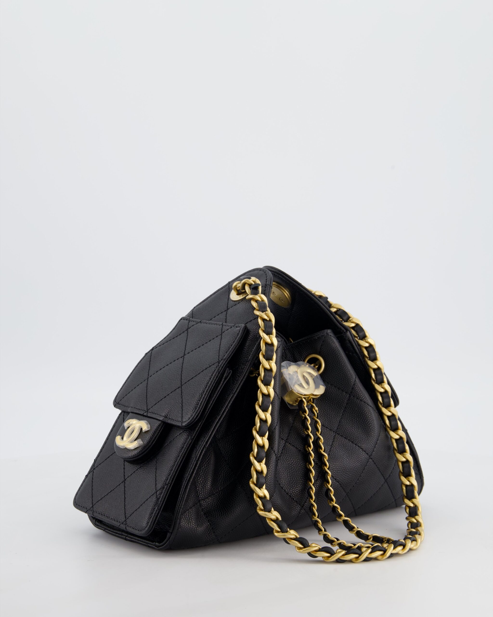 *RARE* Chanel 26C Mini 25 Handbag in Black Caviar Leather with Brushed Gold Hardware