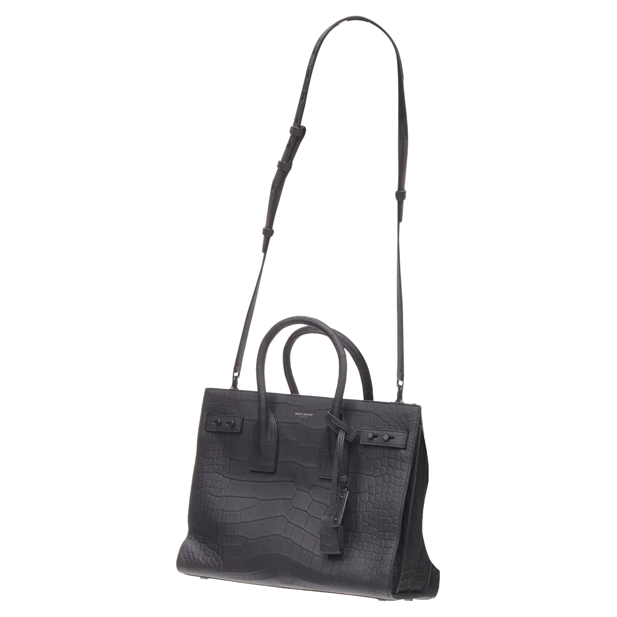 Saint Laurent Small Sac De Jour Stamped Croc Tote Bag