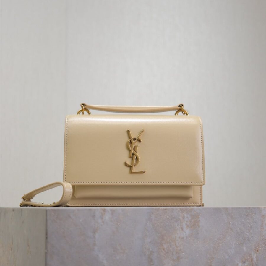 Saint Laurent Sunset gold bag – front view