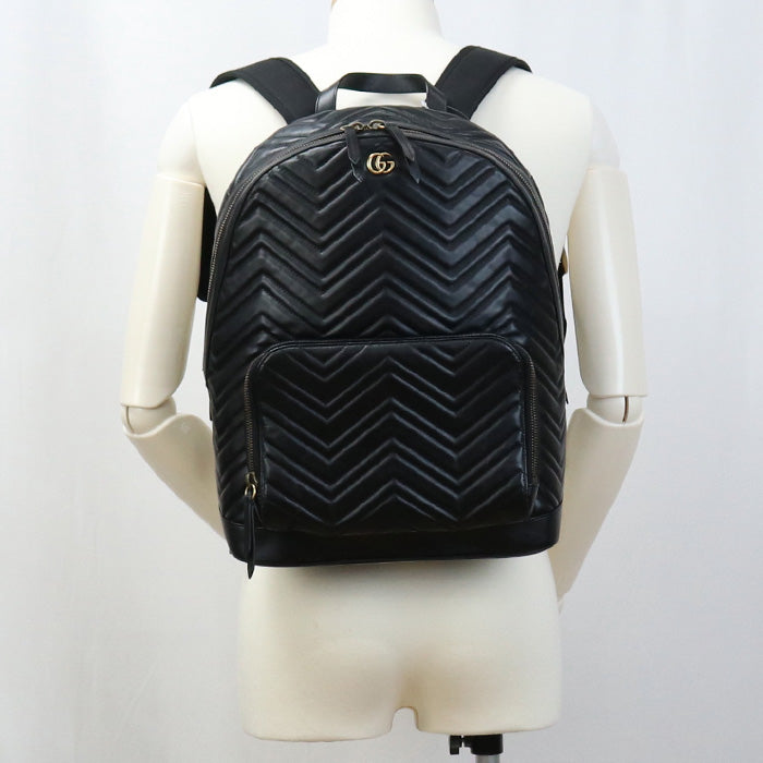 Gucci 523405 1000 Backpack GG Marmont Leather Black Unisex