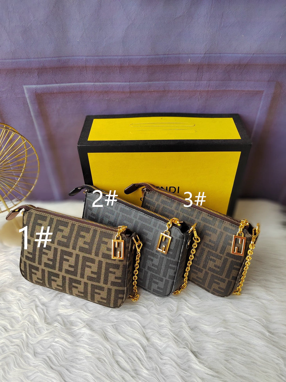 Fendi Baguette Canvas Clutch Bag Crossbody Bag